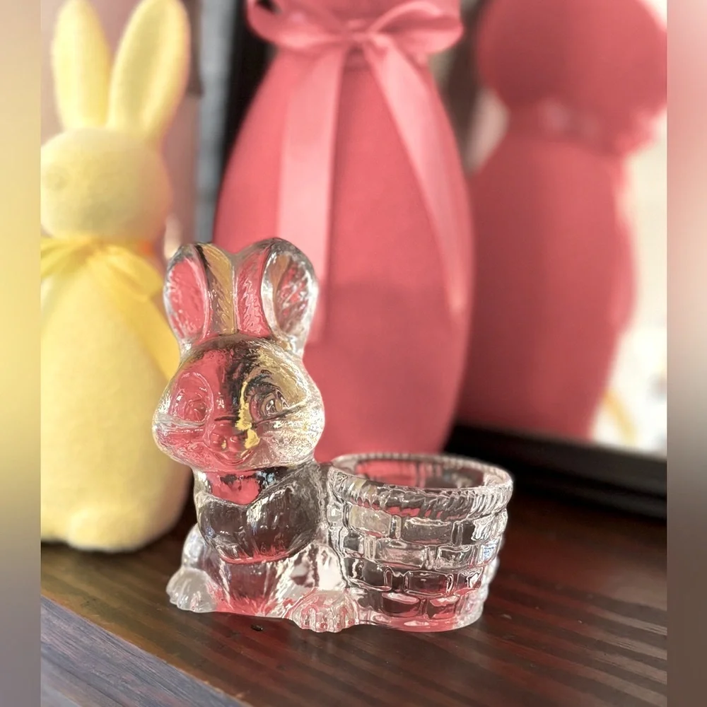 Vintage Glass Goebel Bunny Tea Light Holder.  Antique | Collectible | Retired
